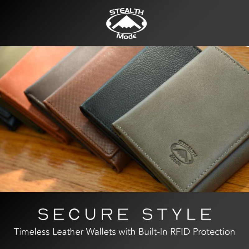 Cartera Tríptica de Cuero con Protección RFID para 11 Tarjetas - Stealth Mode