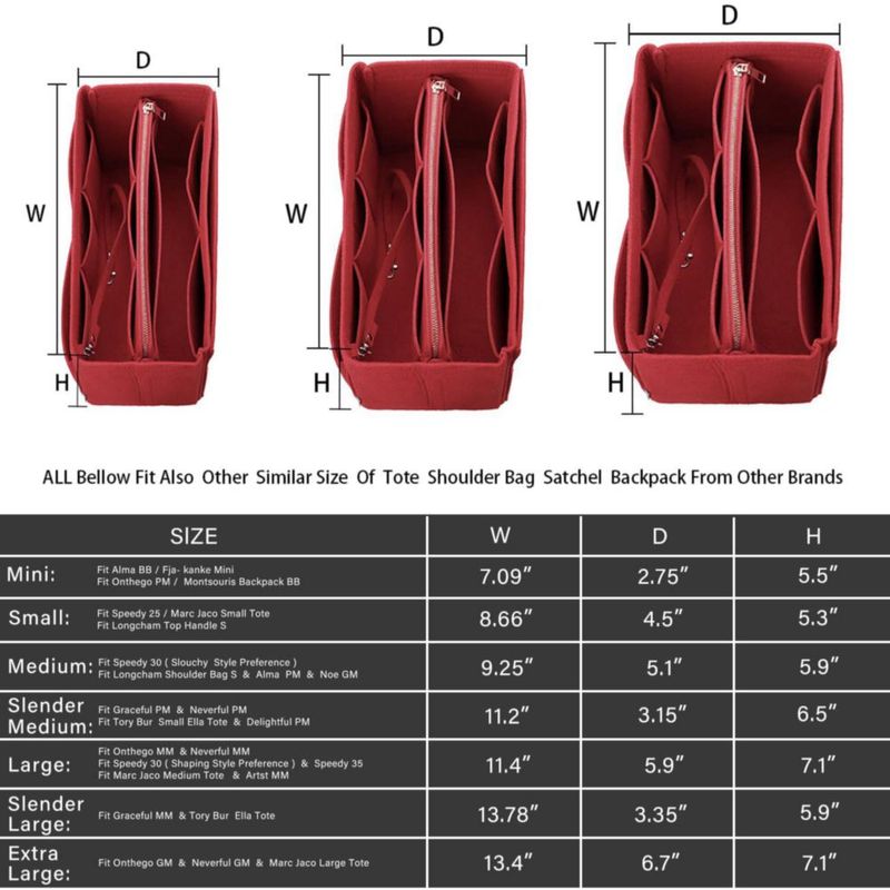 Organizador de bolso ZTUJO de fieltro moldeador rojo 15 colores