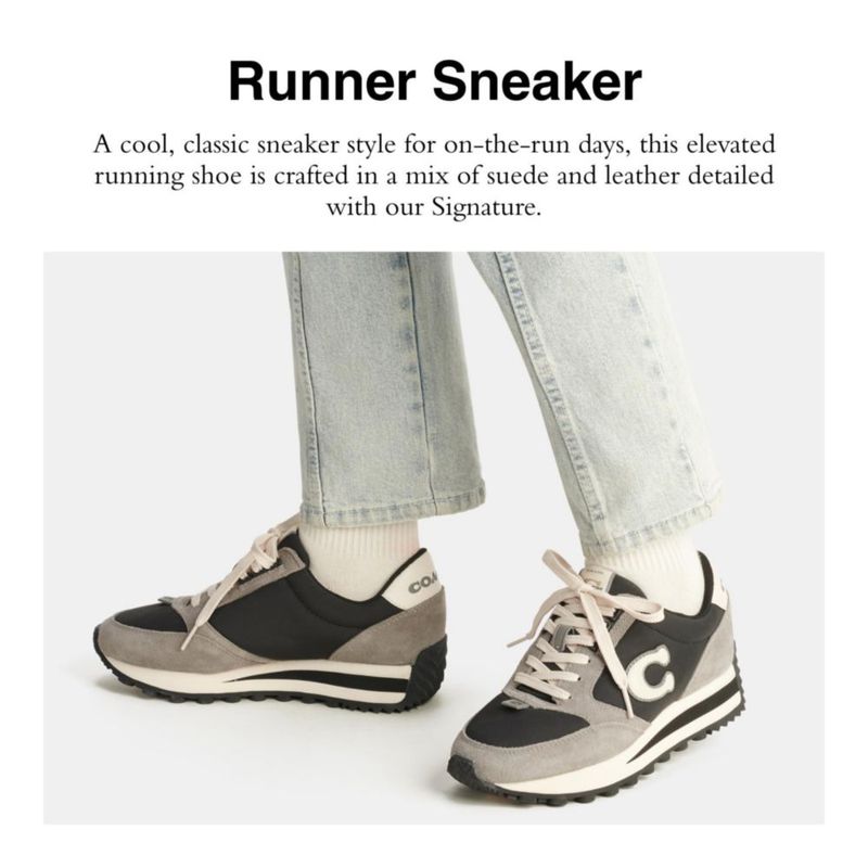 Zapatillas Coach negras/crema talla 5.5 para mujer – estilo runner