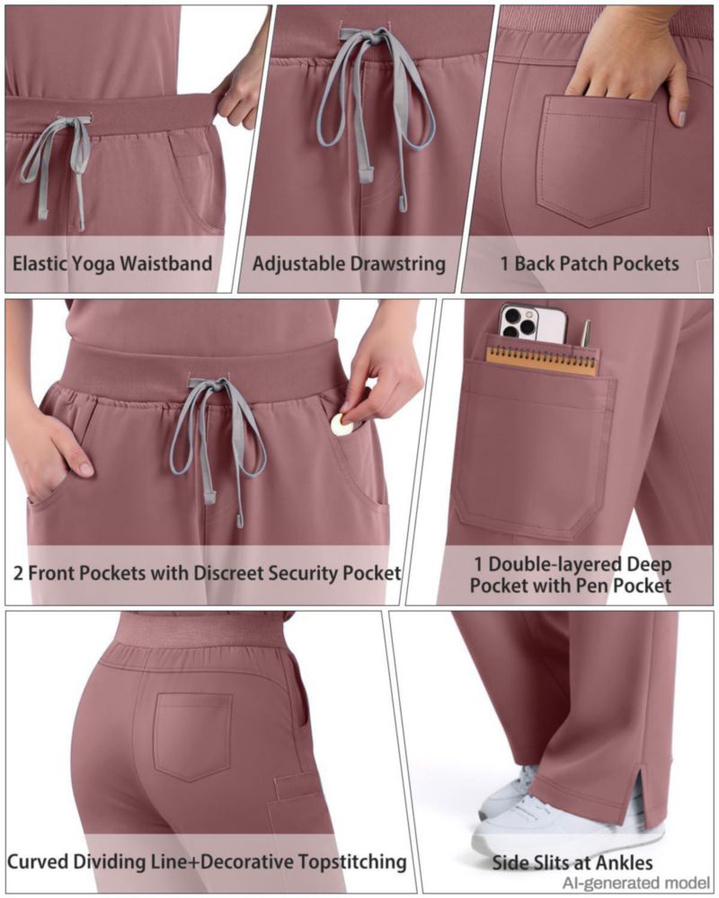 Conjunto de Scrubs Dvoliaw para Mujer – Top sin mangas de 11 bolsillos y pantalón