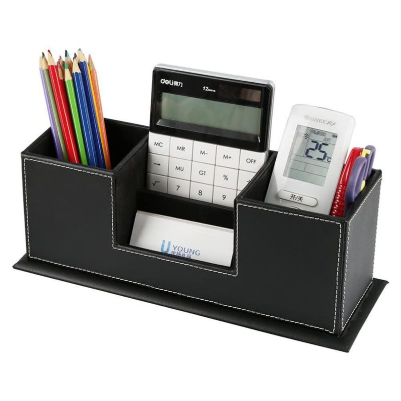 Organizador de Escritorio KINGFOM 295 x 11 x 11 cm Cuero Negro