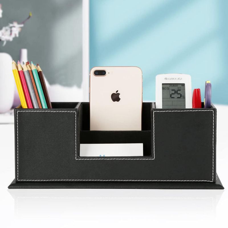 Organizador de Escritorio KINGFOM 295 x 11 x 11 cm Cuero Negro