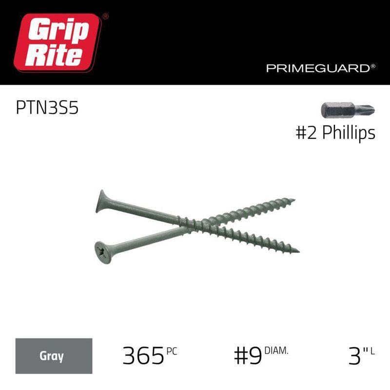 Tornillo para Deck Grip‑Rite #8 x 76 cm 5 lb Gris Grueso