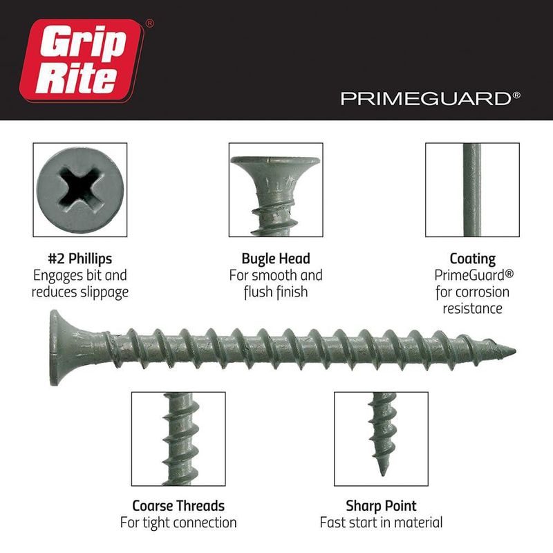 Tornillo para Deck Grip‑Rite #8 x 76 cm 5 lb Gris Grueso