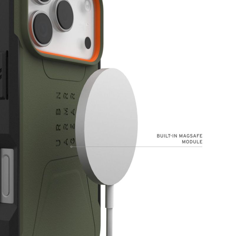 Funda URBAN ARMOR GEAR para iPhone 18/17 Pro – Oliva/Naranja