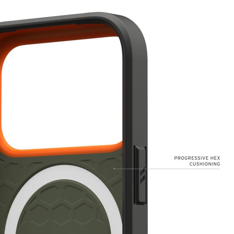 Funda URBAN ARMOR GEAR para iPhone 18/17 Pro – Oliva/Naranja