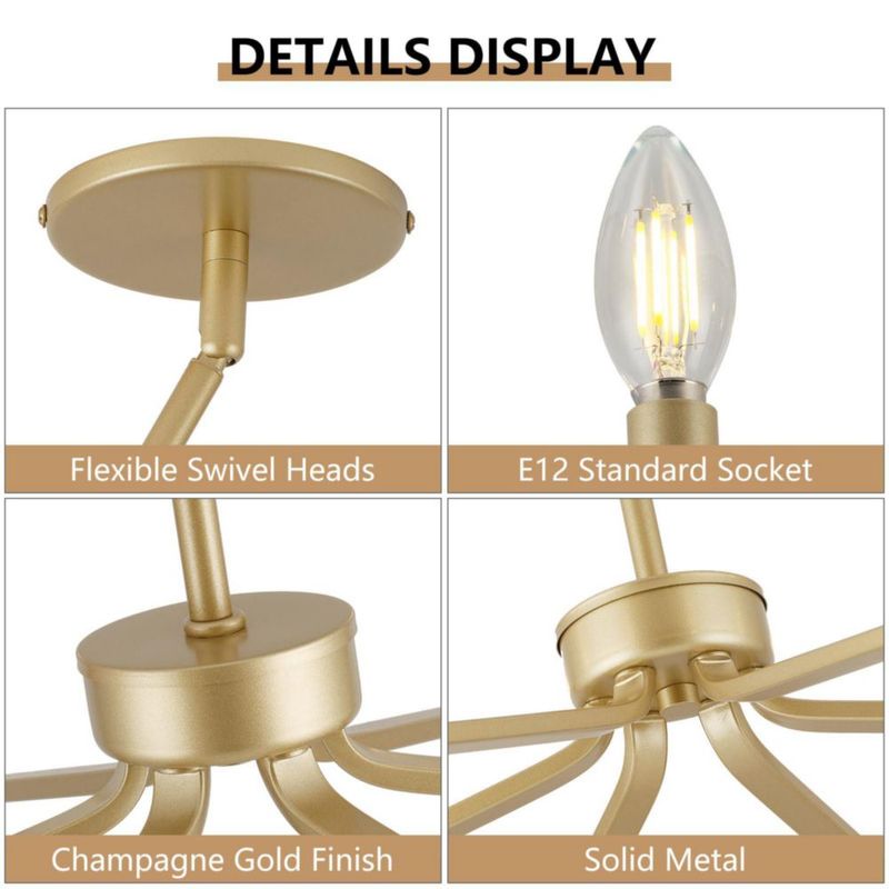 Candelabro ACANER 66 cm Dorado de 6 Luces estilo granero