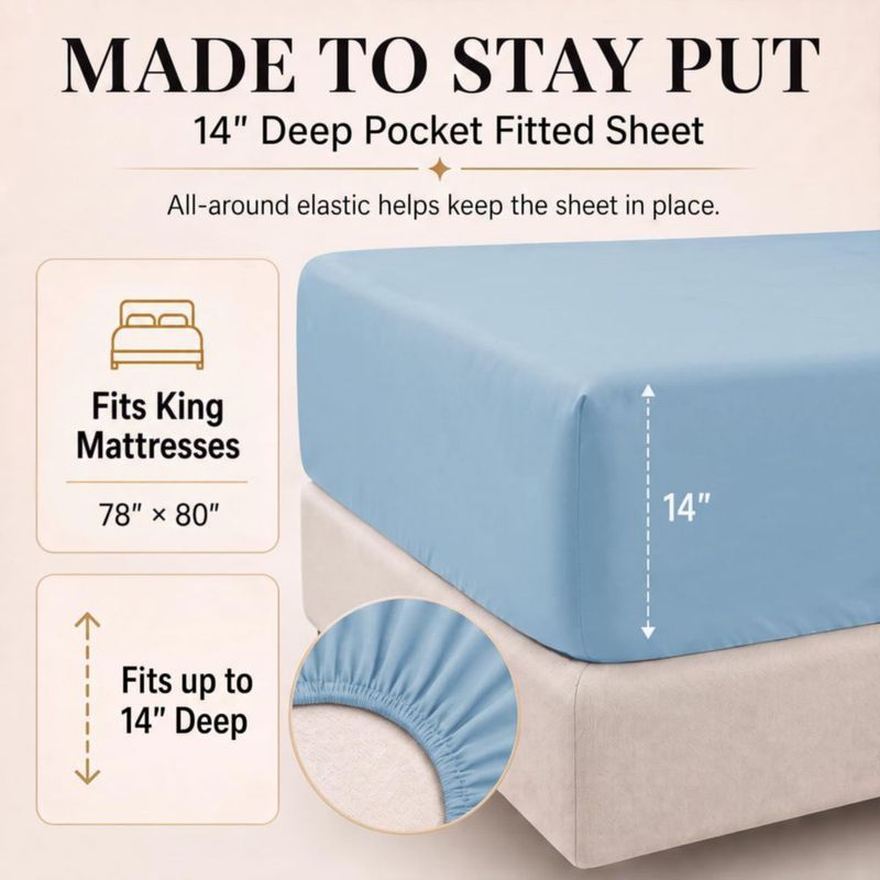 Juego de ropa de cama CozyLux King 7 piezas en azul bebé de microfibra