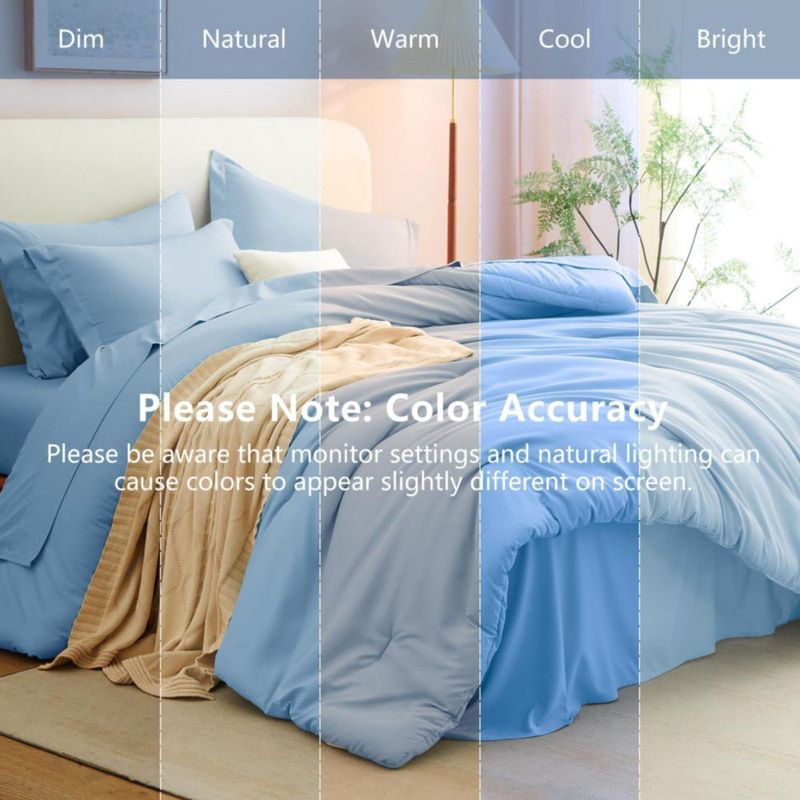 Juego de ropa de cama CozyLux King 7 piezas en azul bebé de microfibra
