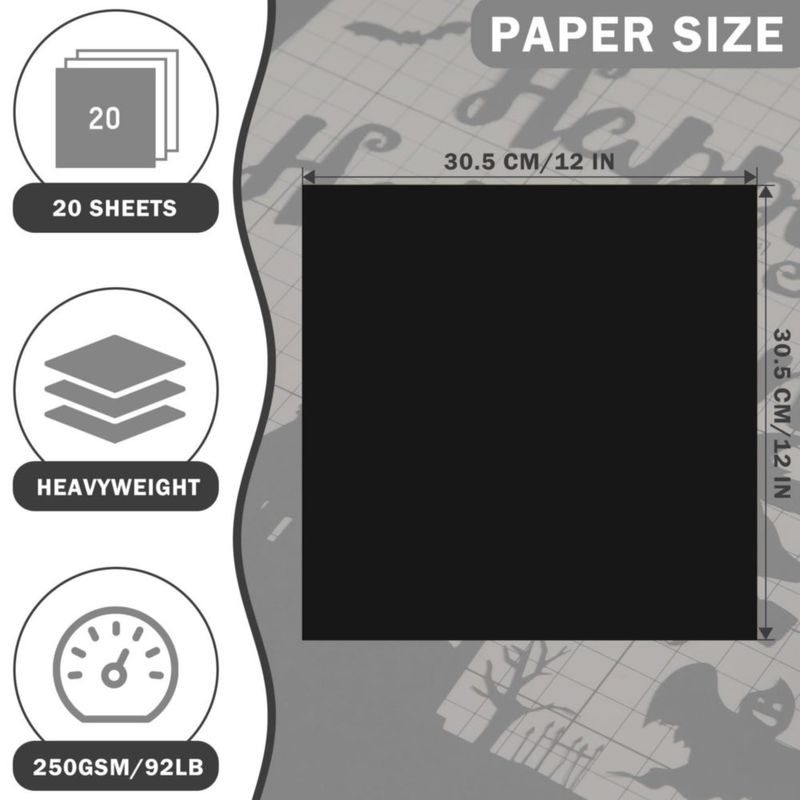 Cartulina negra de 30 cm Uncle Paul – 20 hojas – 250 gsm