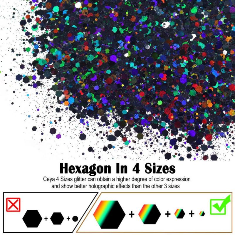 Purpurina holográfica gruesa negra 140 g Ceya