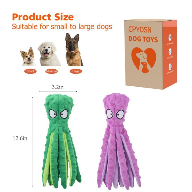 Juguete para perro CPYOSN Pulpo paquete de 2 sin relleno y con silbato