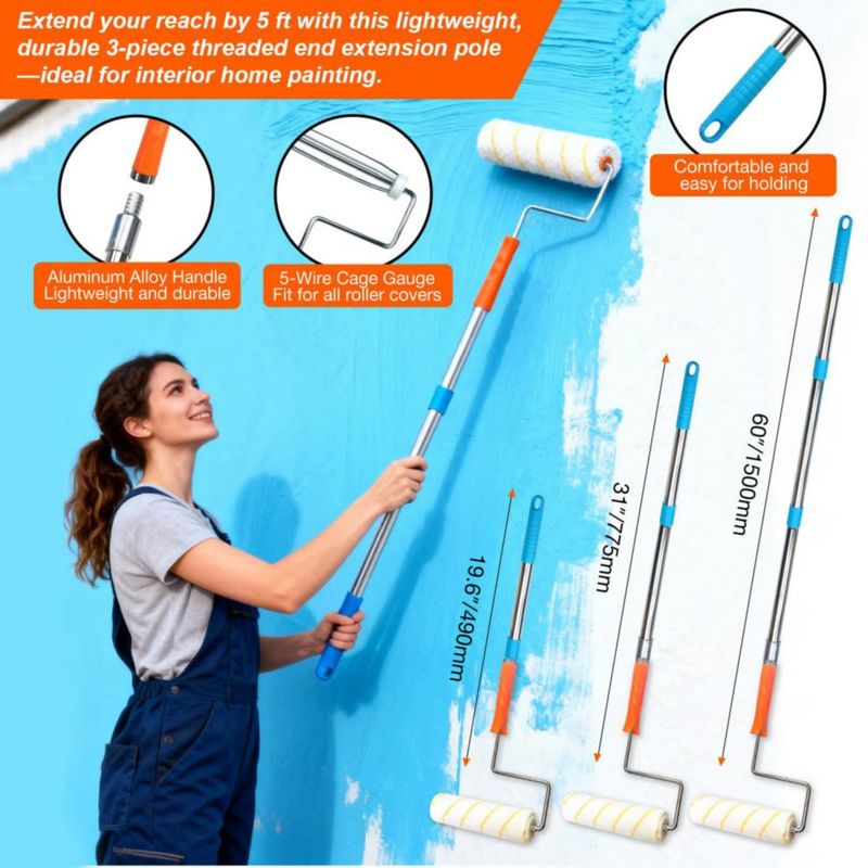 Kit de rodillos de pintura KingOrigin 9 y 4" 91 cm 16 piezas