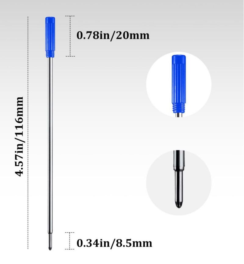 Recargas de tinta azul ChaoQ 116 mm punta media (10 uds)