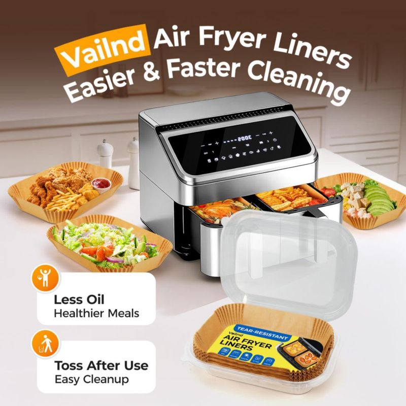 Forros desechables para freidora de aire vailnd 22 × 14 cm – Pack de 300 unidades