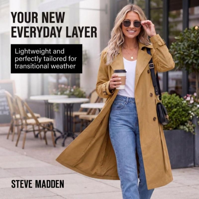 Abrigo largo tipo trench para mujer Steve Madden