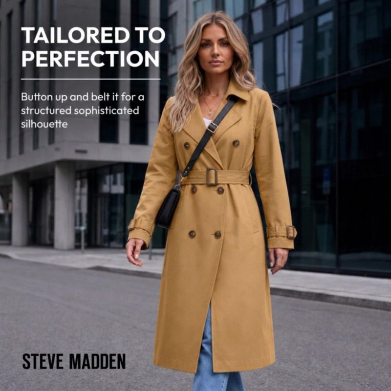 Abrigo largo tipo trench para mujer Steve Madden