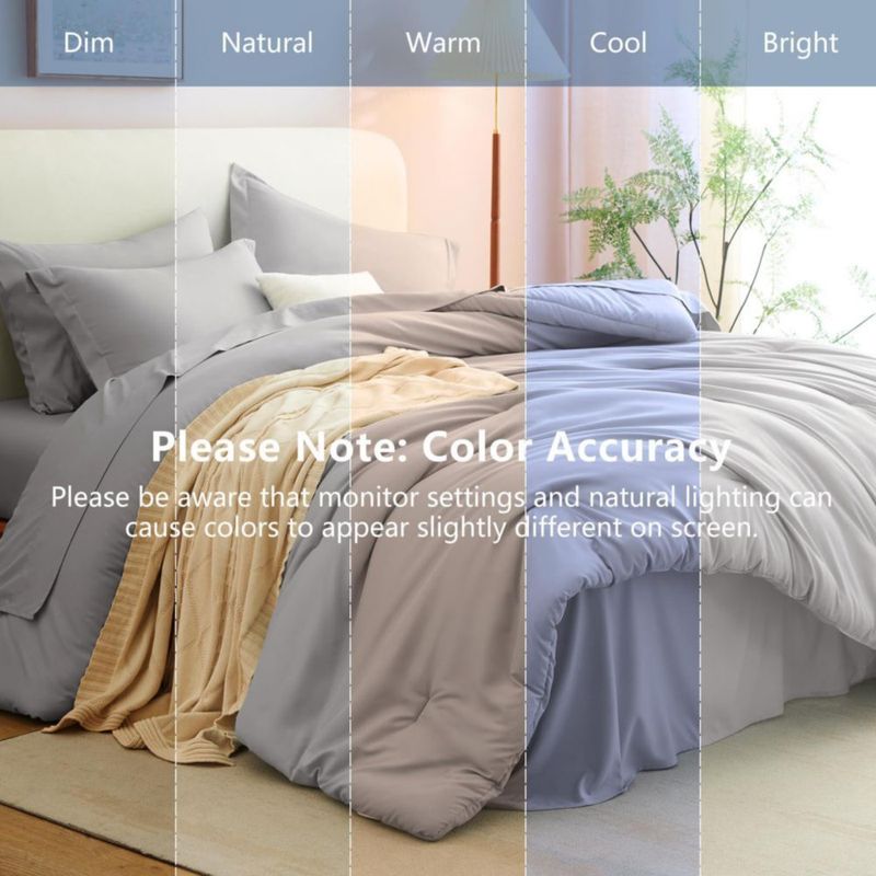 Juego de ropa de cama CozyLux King gris 7 piezas con relleno alternativo al plumón