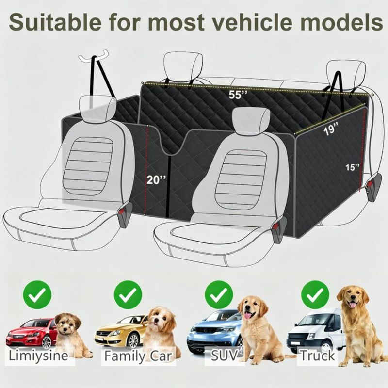 Cobertura para asiento trasero Meolsaek 140 x 114 cm negro – Hamaca para perros