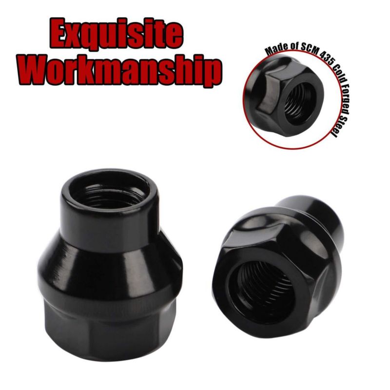 Tuercas de rueda FLYCLE 12x1.5 24 uds negras de 29 mm con vástago de 7 mm