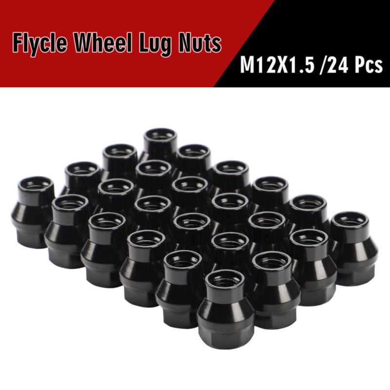 Tuercas de rueda FLYCLE 12x1.5 24 uds negras de 29 mm con vástago de 7 mm