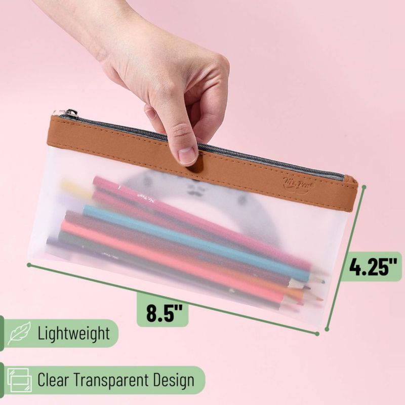 Estuche transparente con cremallera y ribete colorido - Paquete de 6 - Mr. Pen