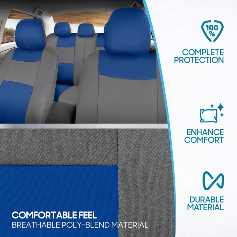 Fundas de Asiento para Coche BDK PolyPro Azul y Gris - Juego Completo