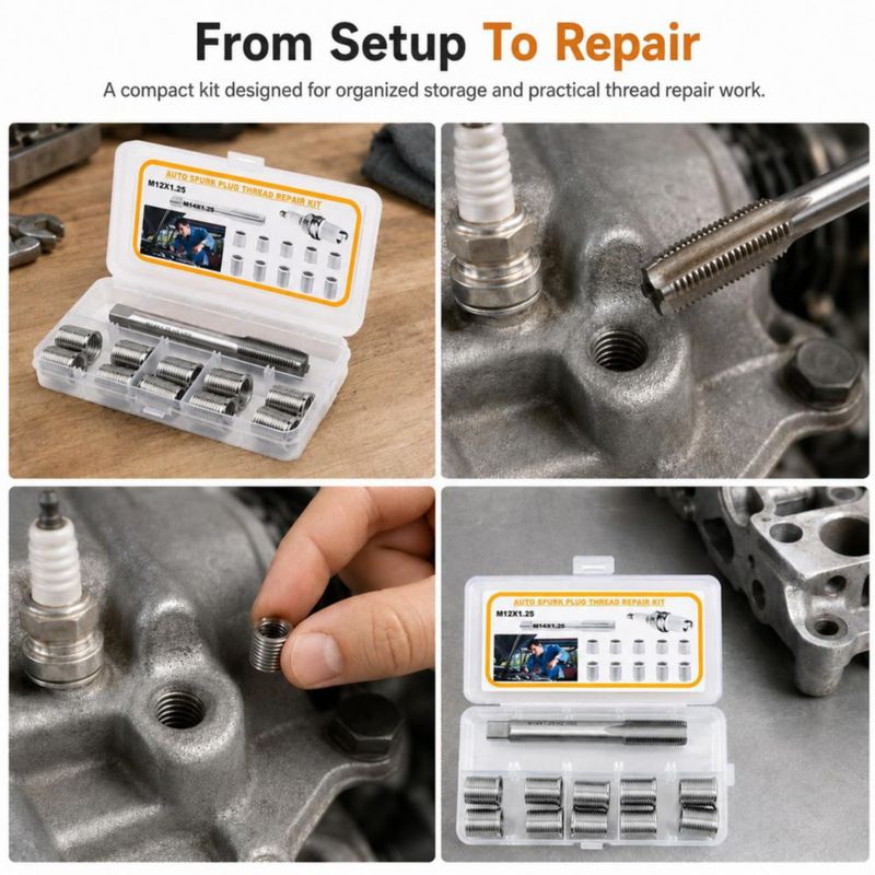 Kit de Reparación de Rosca de Bujía Frandilo M12x1.25 - 11 Piezas
