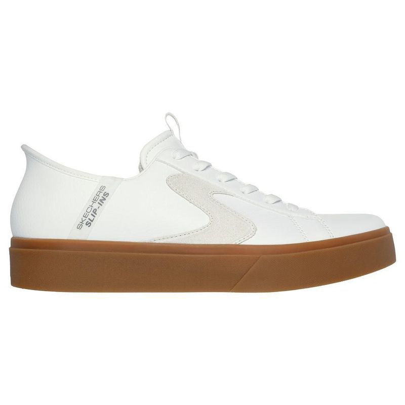 Tenis skechers court classic slip-ins blanco para hombre 232448wnt