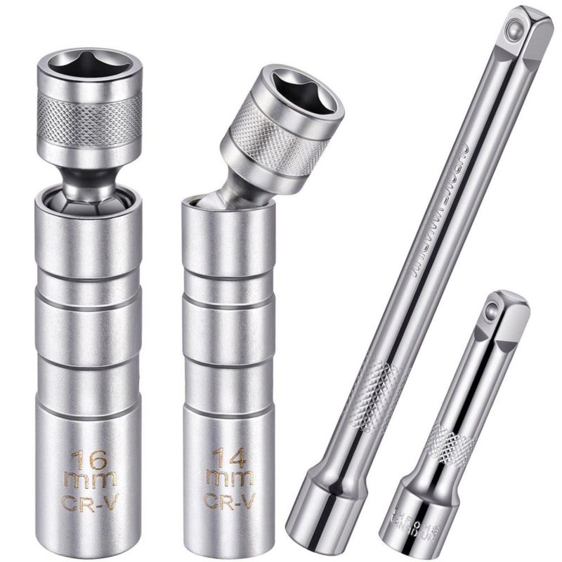 Juego de llaves de vaso magnéticas giratorias para bujías SARDVISA 14 mm/16 mm tracción 3/8"