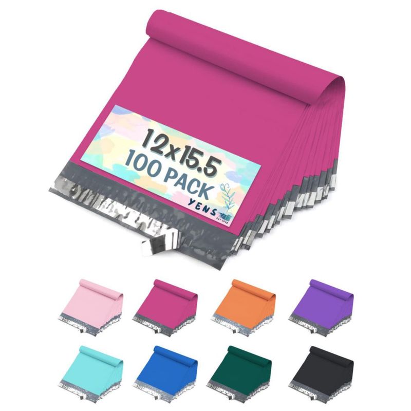 Sobres de Polietileno Yens 30 × 39 cm Pack de 100 Rosa intenso