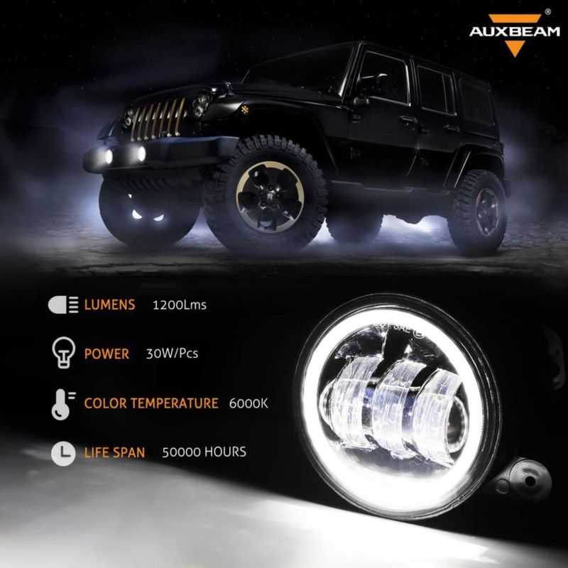 Luces antiniebla LED Auxbeam 10 cm Jeep JK 2007‑2018