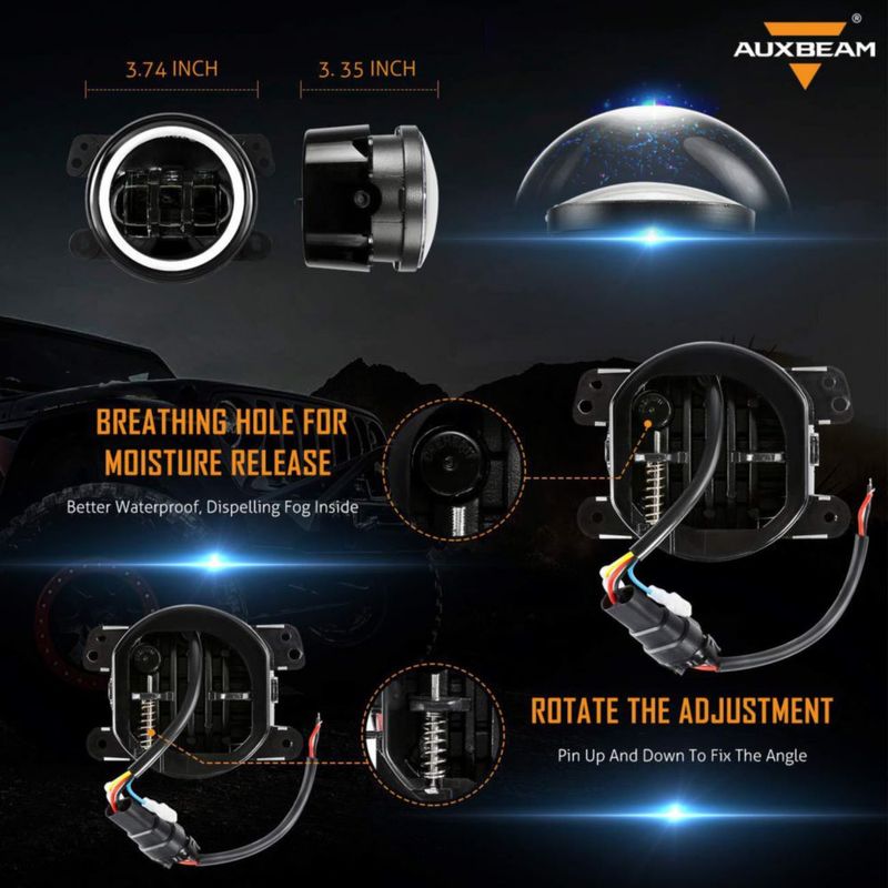 Luces antiniebla LED Auxbeam 10 cm Jeep JK 2007‑2018