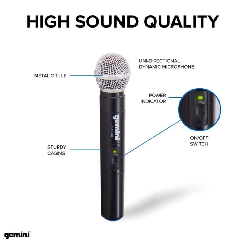 Micrófono Gemini UHF-02M-S34 de doble canal UHF