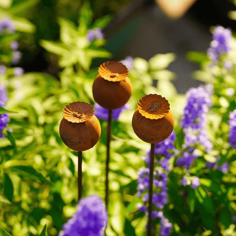 Estacas de jardín RSACCSKY 61 cm Flor de Cono oxidada - Pack de 3