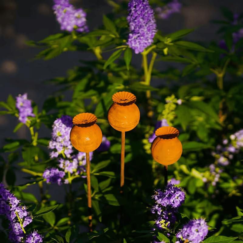 Estacas de jardín RSACCSKY 61 cm Flor de Cono oxidada - Pack de 3