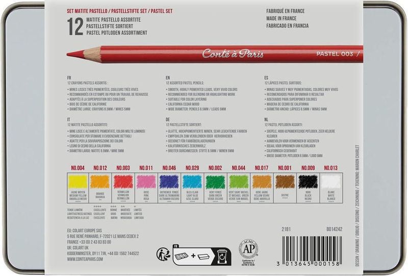 Lápices de pastel Conté à Paris 12 colores (empaque negro)