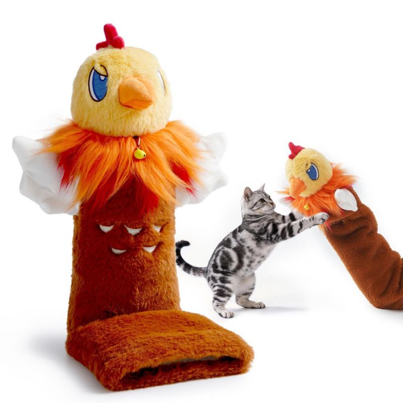 Guante Interactivo para Gato PURETOY 56 cm Pollo con 3 Bolsillos de Hierba Gatera