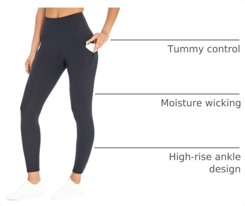 Leggings Balance Collection negro grande con bolsillo de 64 cm
