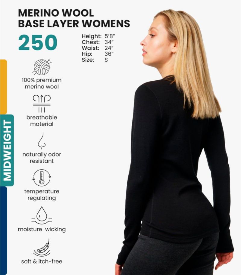 Camisa térmica Merino.tech talla L color negro 250 + Calcetines