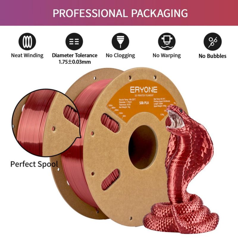 Filamento PLA ERYONE 175 mm 1 kg Crimson Red Silk