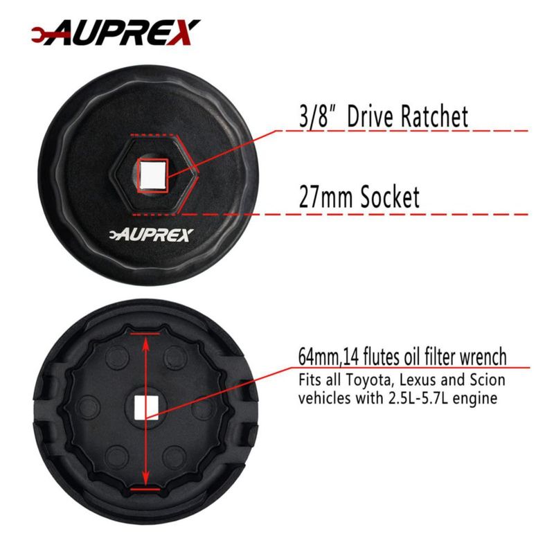 Llave para filtro de aceite AUPREX 64 mm 14 ranuras negra