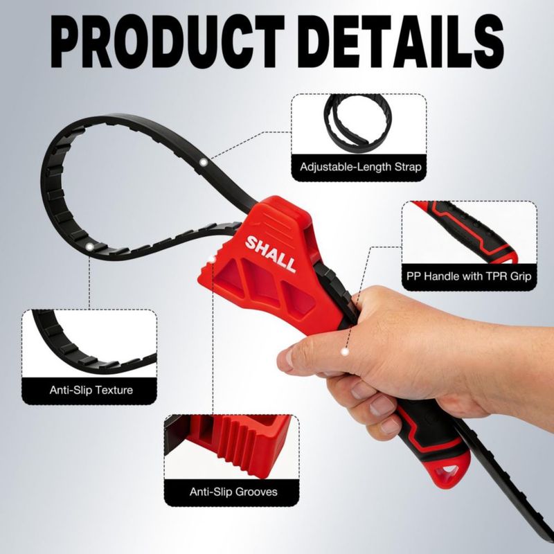 Llave de correa SHALL 10 cm/15 cm ajustable de goma – juego de 2 uds.