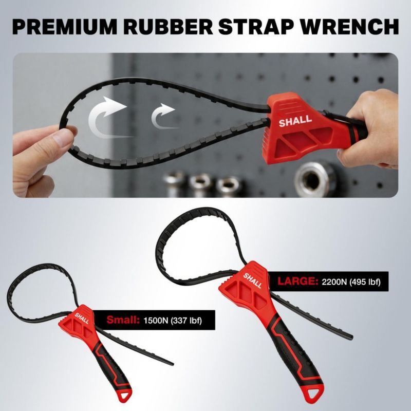 Llave de correa SHALL 10 cm/15 cm ajustable de goma – juego de 2 uds.
