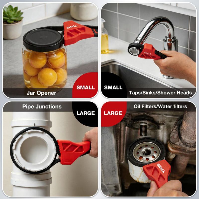 Llave de correa SHALL 10 cm/15 cm ajustable de goma – juego de 2 uds.