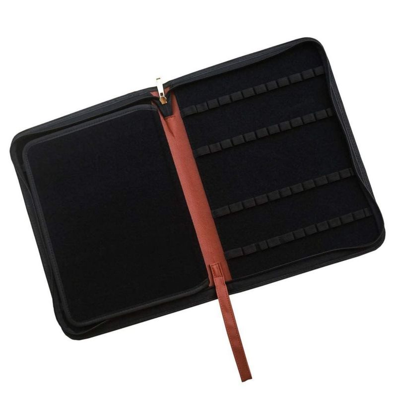 Estuche para plumas Lanxivi 48 ranuras cuero sintético PU 33x25x3 cm