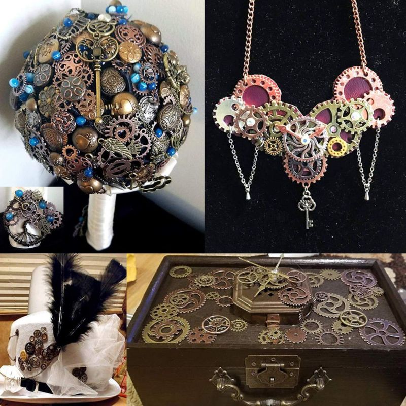 Colgantes de engranajes metálicos steampunk de colores surtidos 100 g BIHRTC