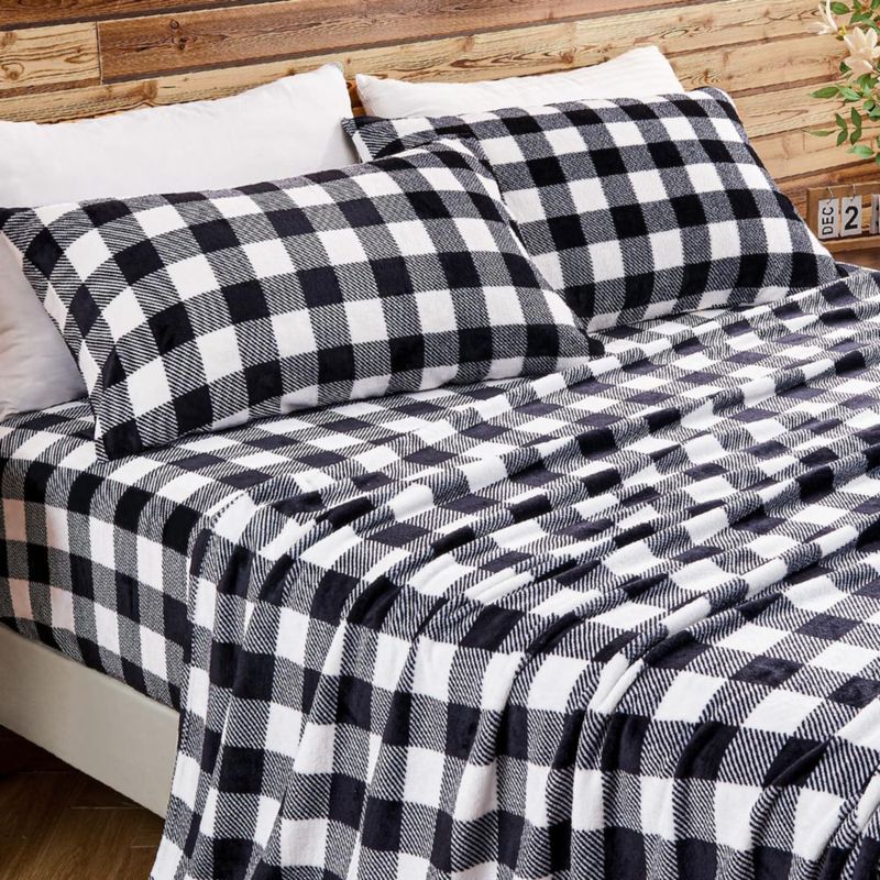 Juego de sábanas BEDELITE Full negro/blanco de 4 piezas