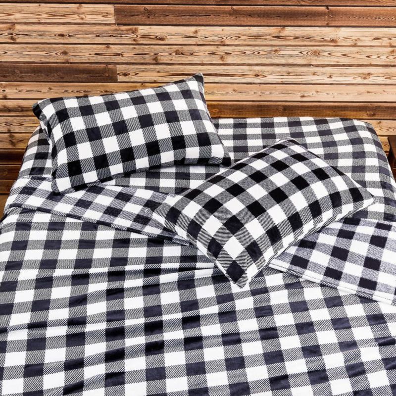 Juego de sábanas BEDELITE Full negro/blanco de 4 piezas