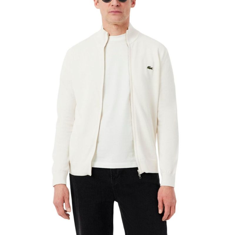 Suéter Lacoste de algodón con cremallera y cuello alto talla M